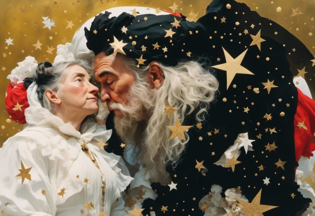 Macabre Starry Night Collage Art Illustration