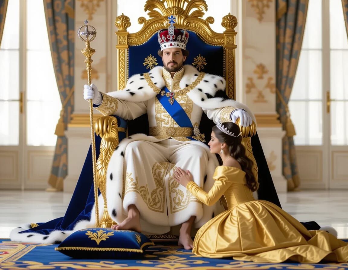 French Emperor on Eagle Throne in Neoclassical Style