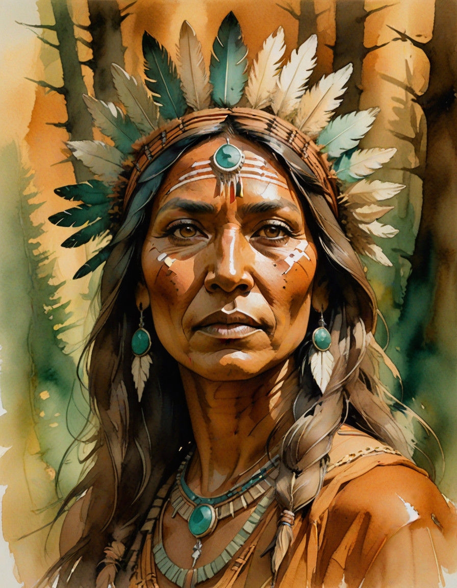 Warm Watercolor Goddess Portrait