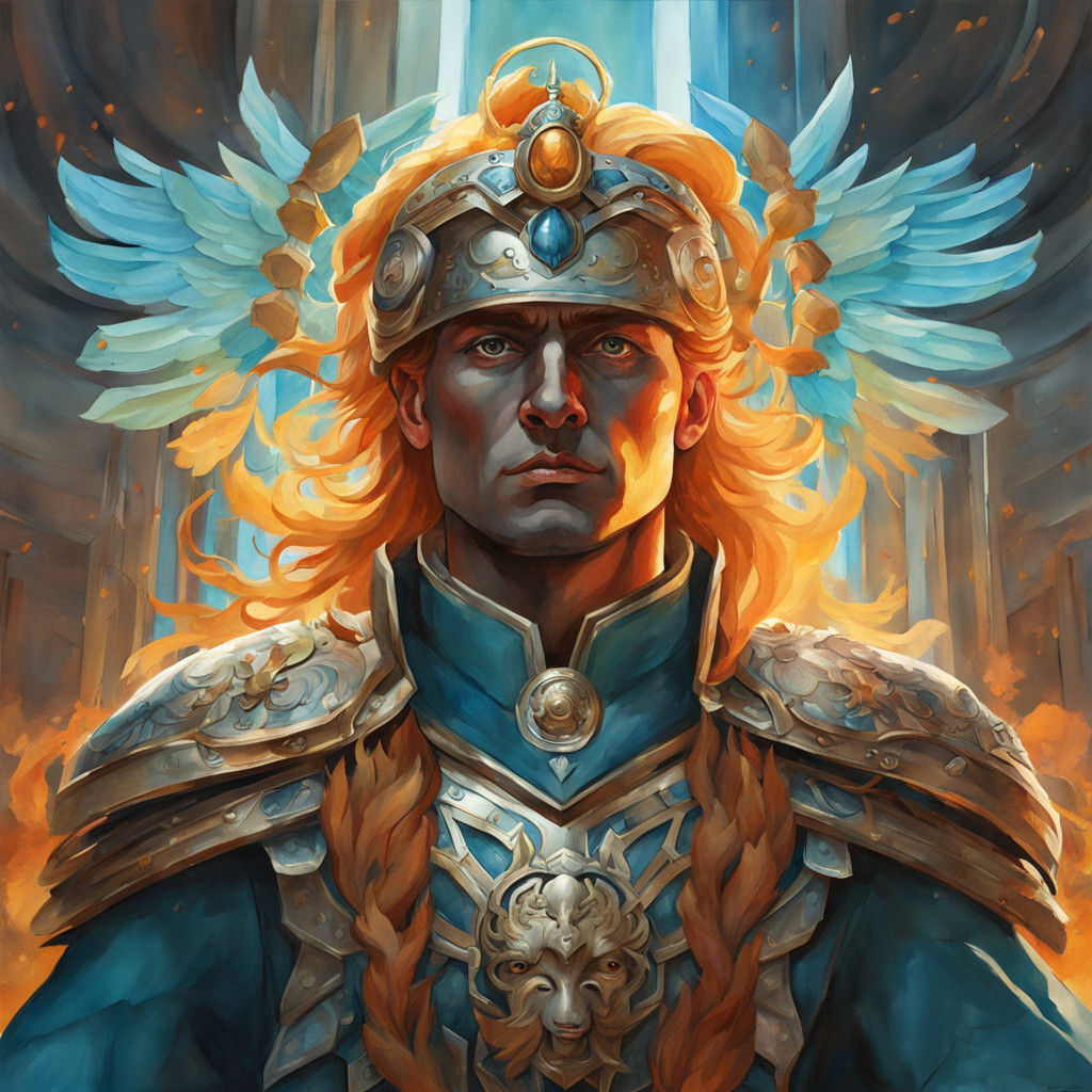 Golden Angel Primarch with Lion Face in Renaissance Style