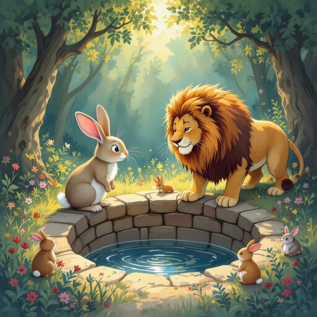 Clever Rabbit Saves Forest Animals from Cruel Lion