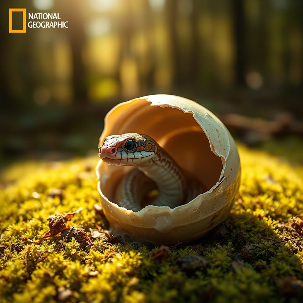 Baby Snake Hatching: Hyperrealistic Wildlife Photography