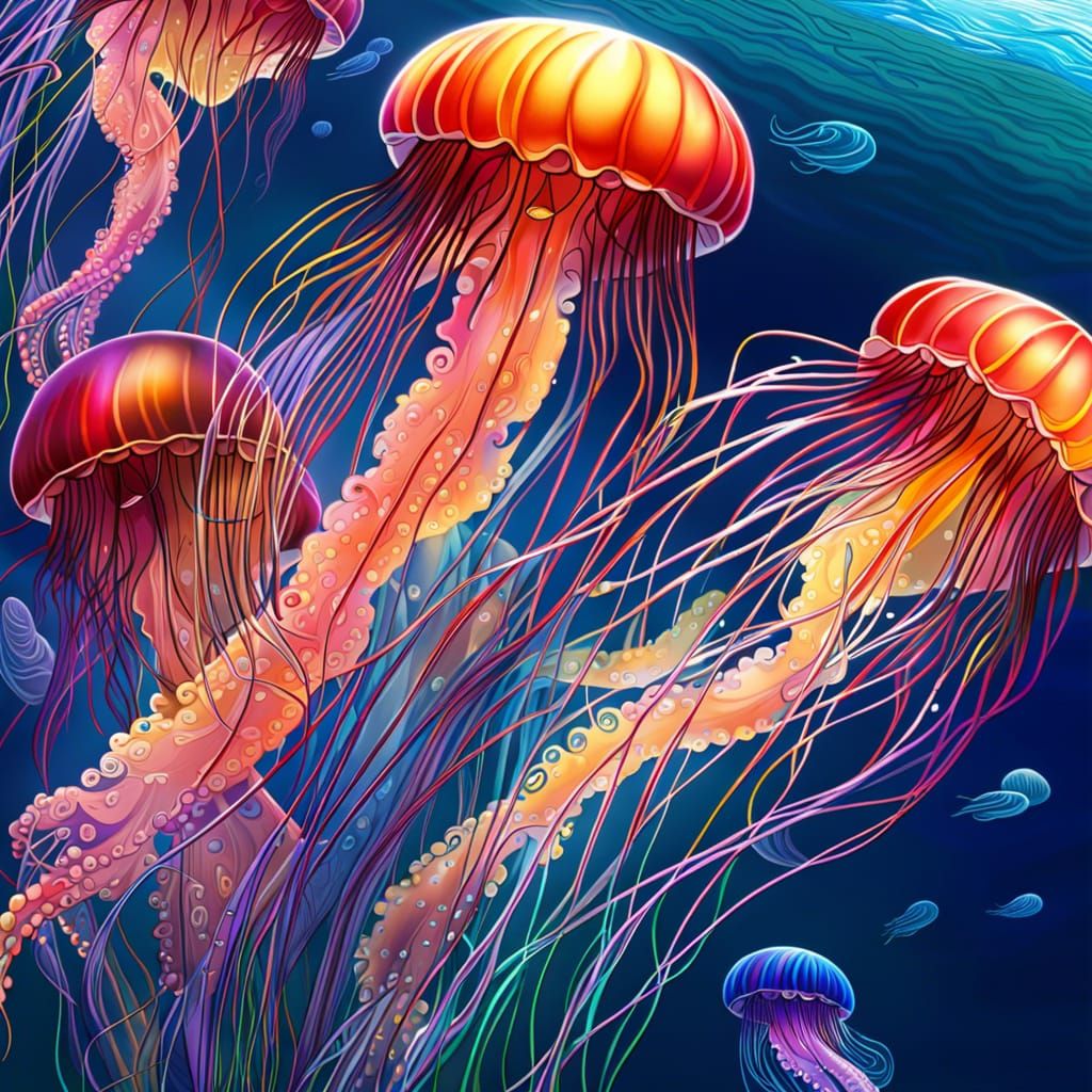 Ocean Jellyfish in Anime Manga Style
