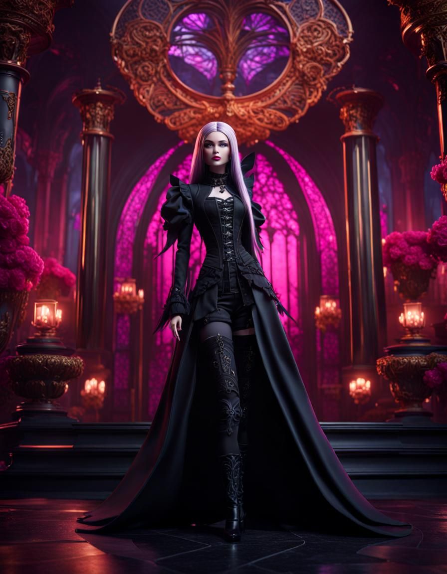 Goth Barbie in Art Nouveau Style
