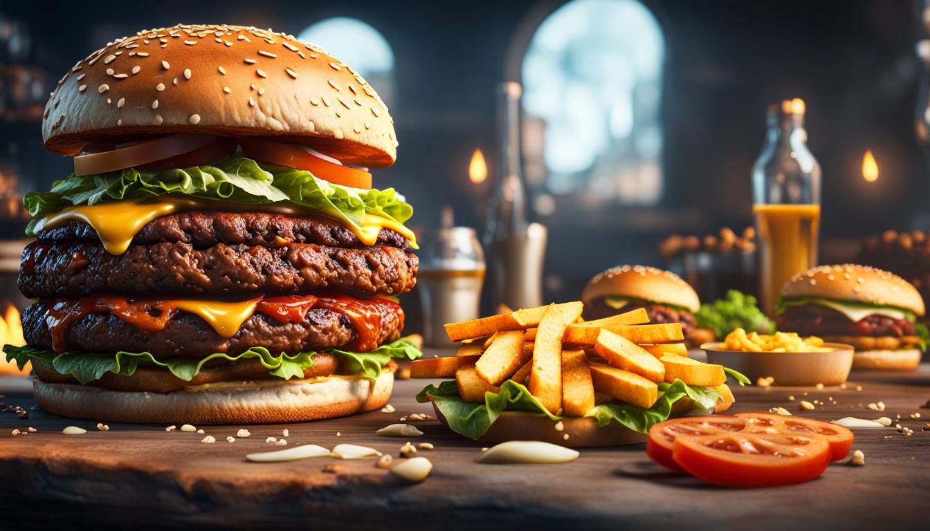 Infinite Burger in 3D Game Cinematic Style