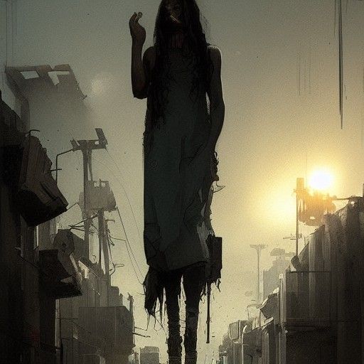 Sinister Ghetto Scene in Fantasy Art Style