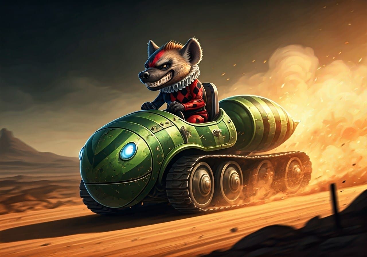 Chibi Hyena Tank Commander in Wasteland