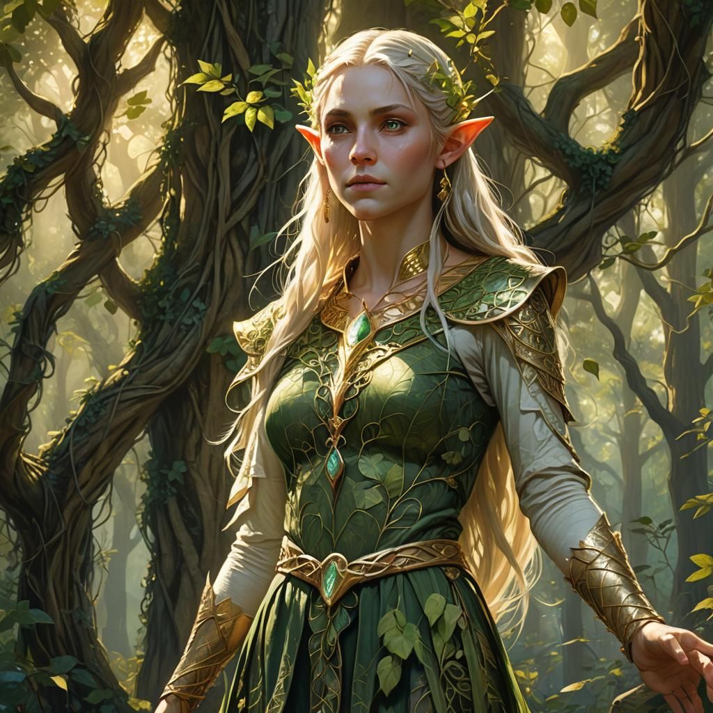 Elf Girl in Magical Forest: Whimsical Digital Art