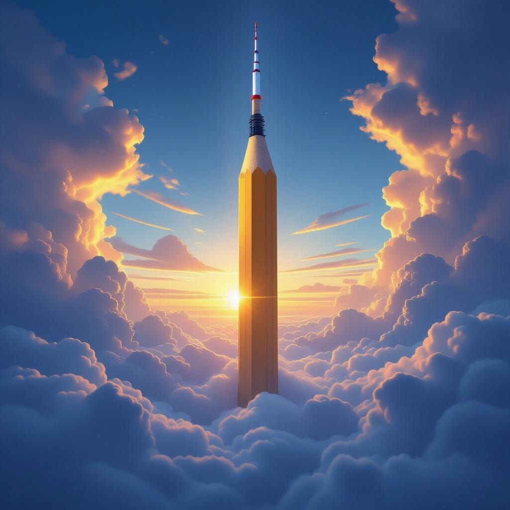 Giant CN Tower Pencil Piercing Dramatic Sky