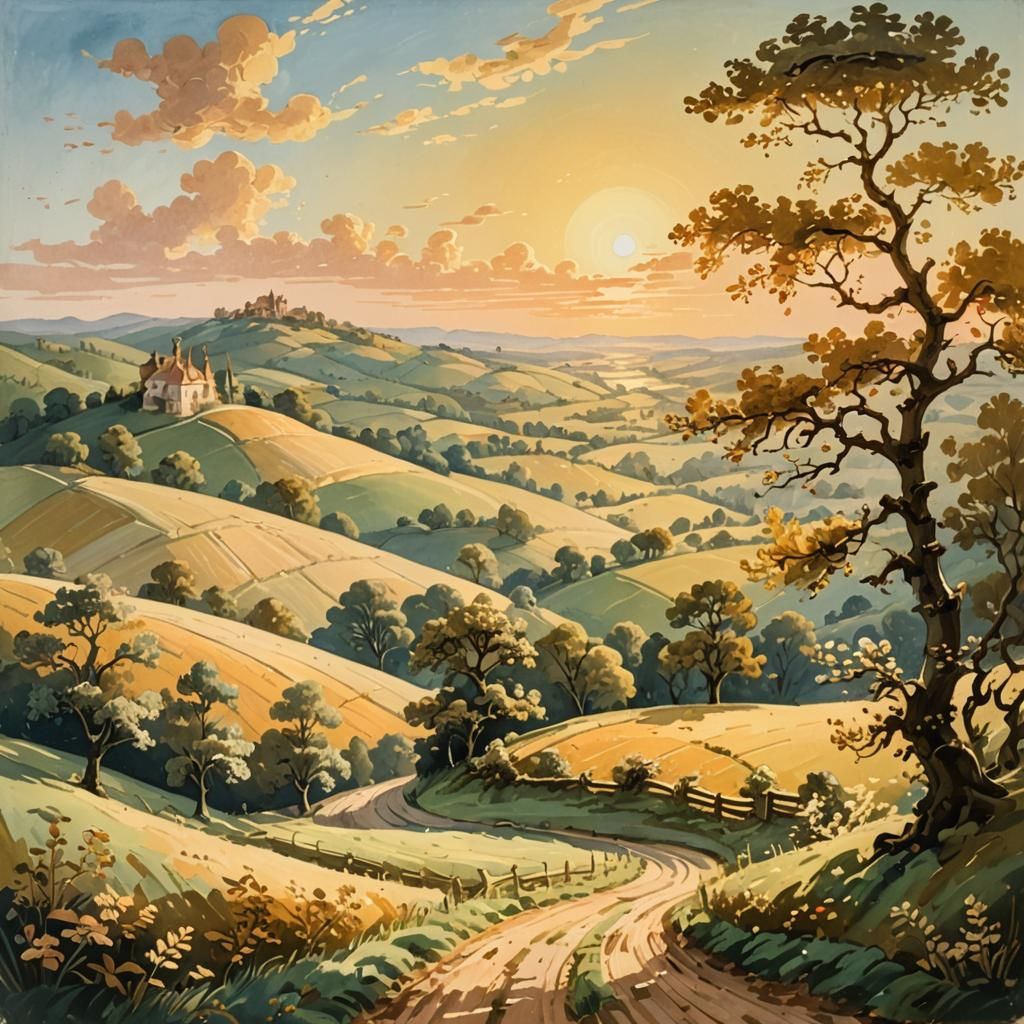 Rococo Landscape at Golden Hour