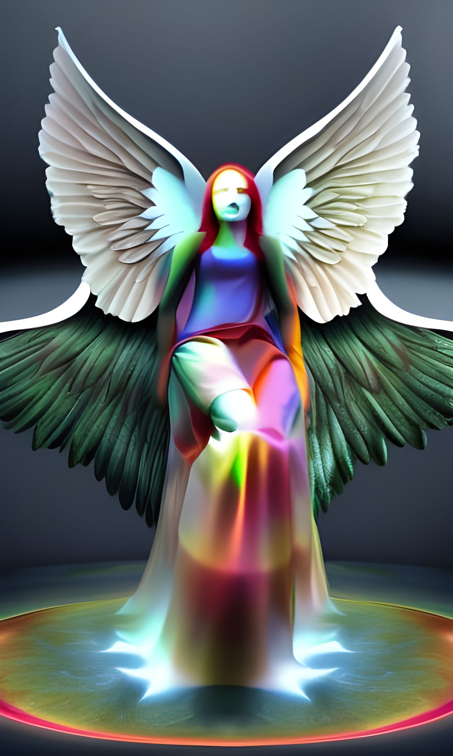 Angel dreamcore maximalist intricately detailed deep color tetradic colors