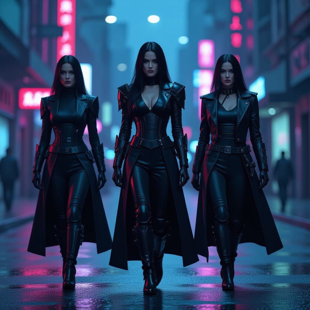 Matrix 6 Neo and Trinity Cyberpunk City Scene