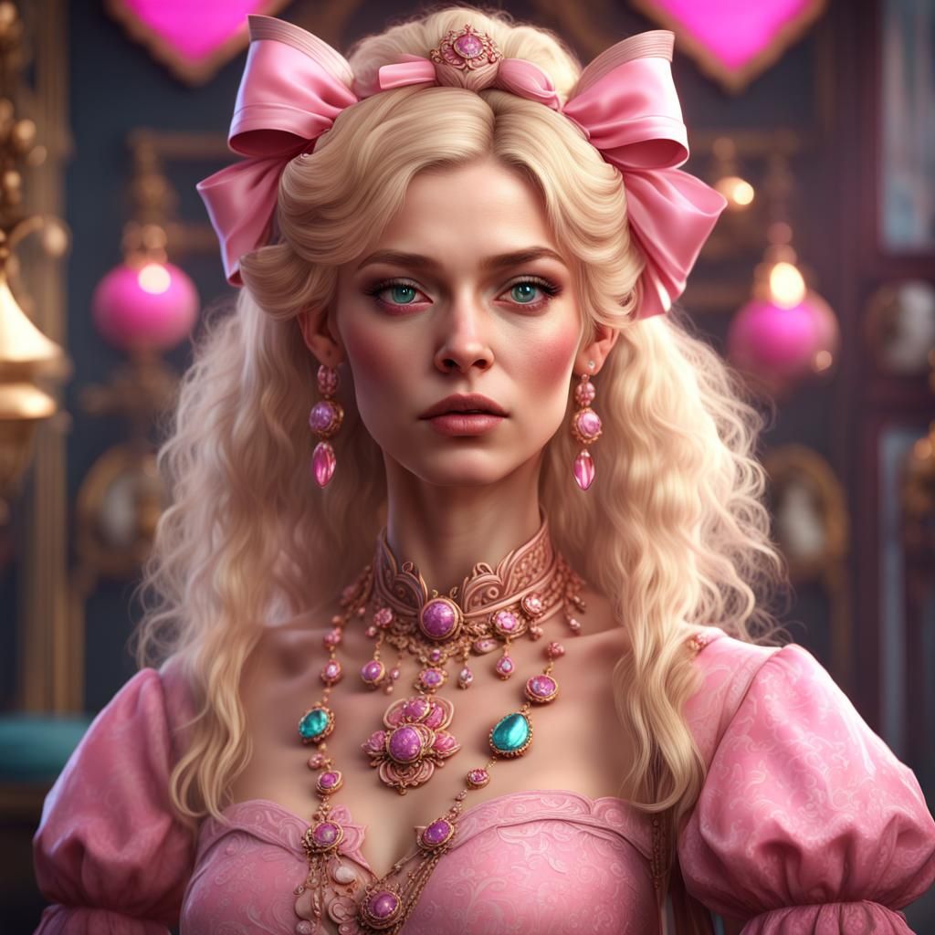 Gothic Woman in Kawaii Fashion: Detailed Digital Art