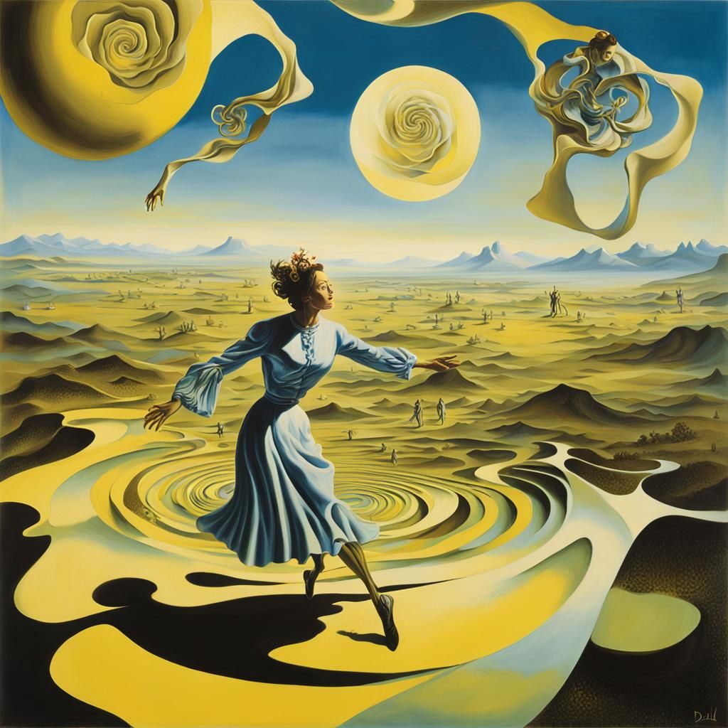 Surreal Landscape with Gothic Musician in Salvador Dali Styl...