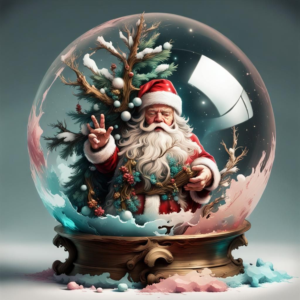 Santa Claus with Gifts in Vibrant Digital Art