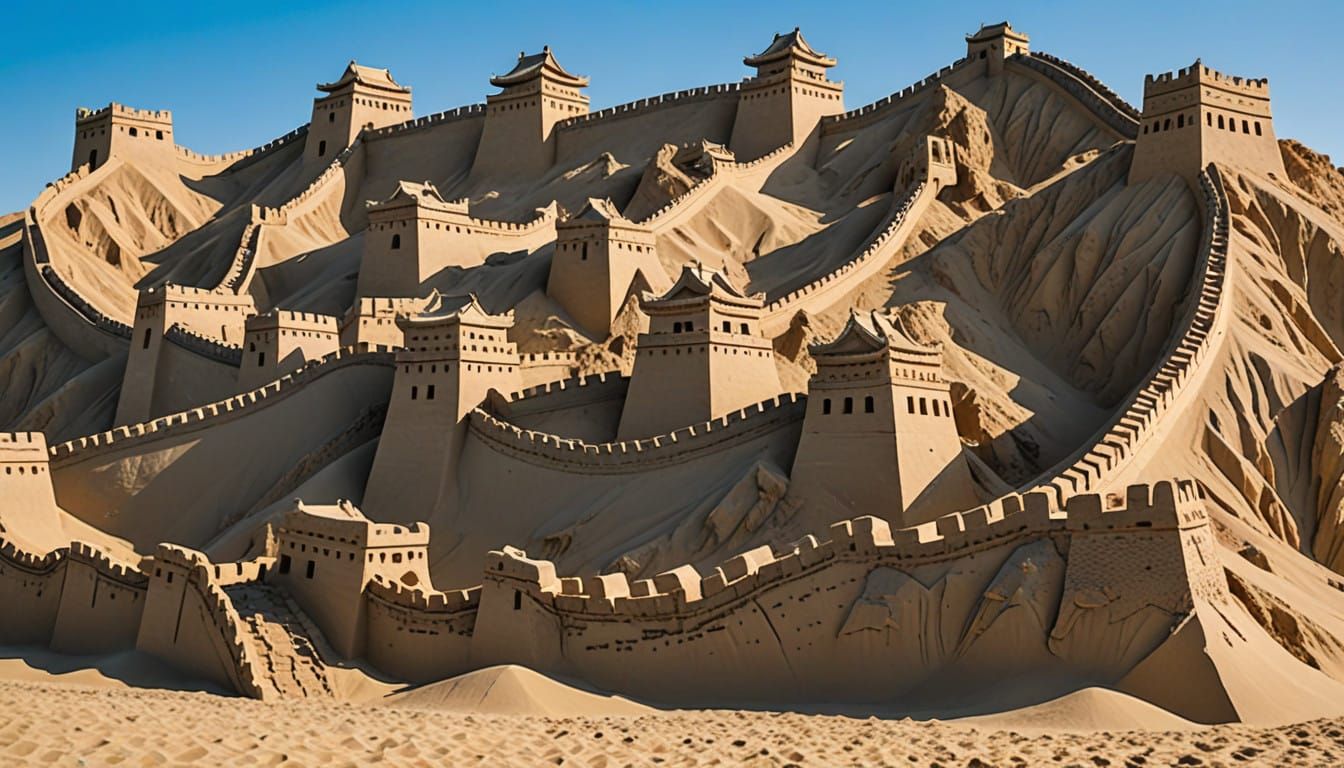 Ancient China's Great Wall Transformed in a Sand Masterpiece