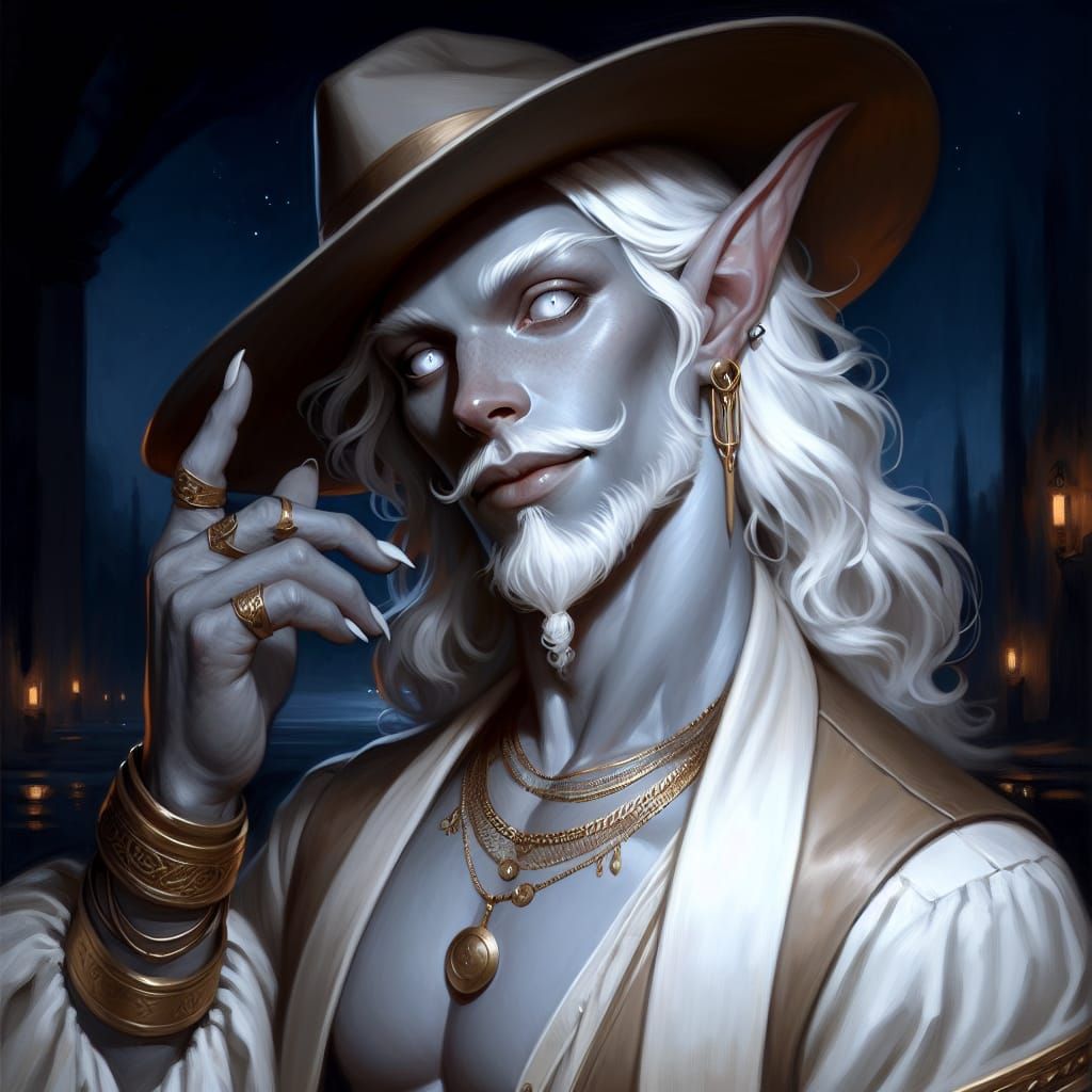 Mysterious Changeling Man Portrait in Oil Paint Style