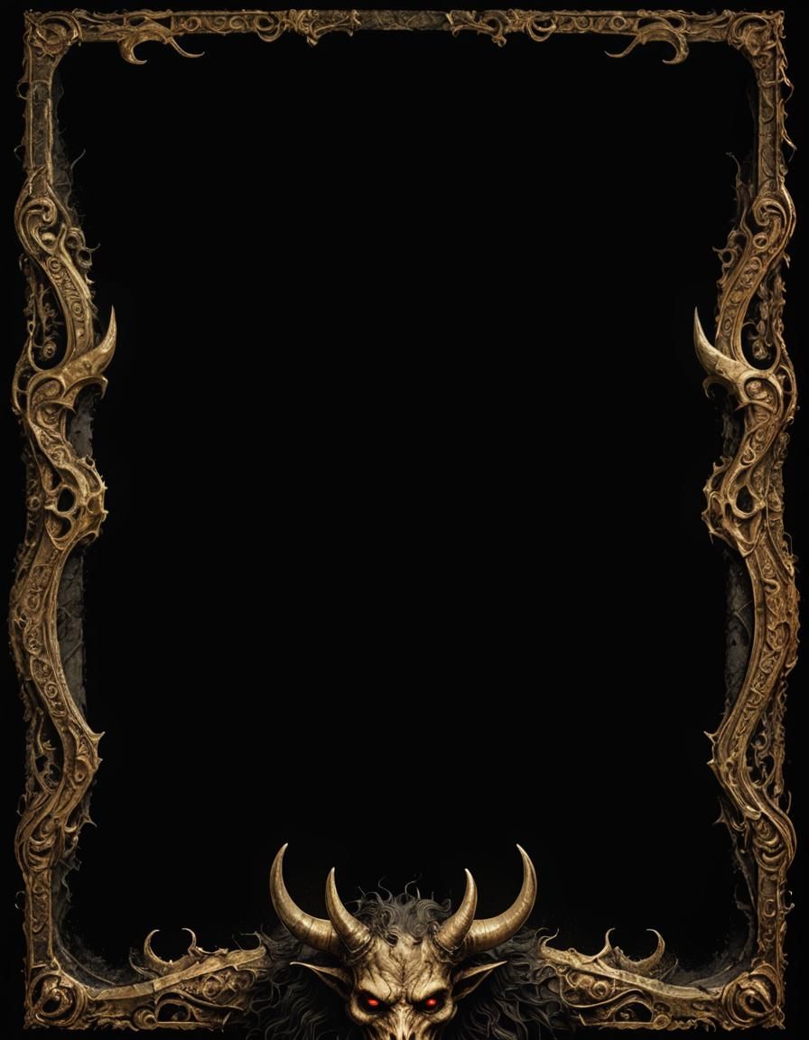 Demonic Portrait Framed in Golden Light
