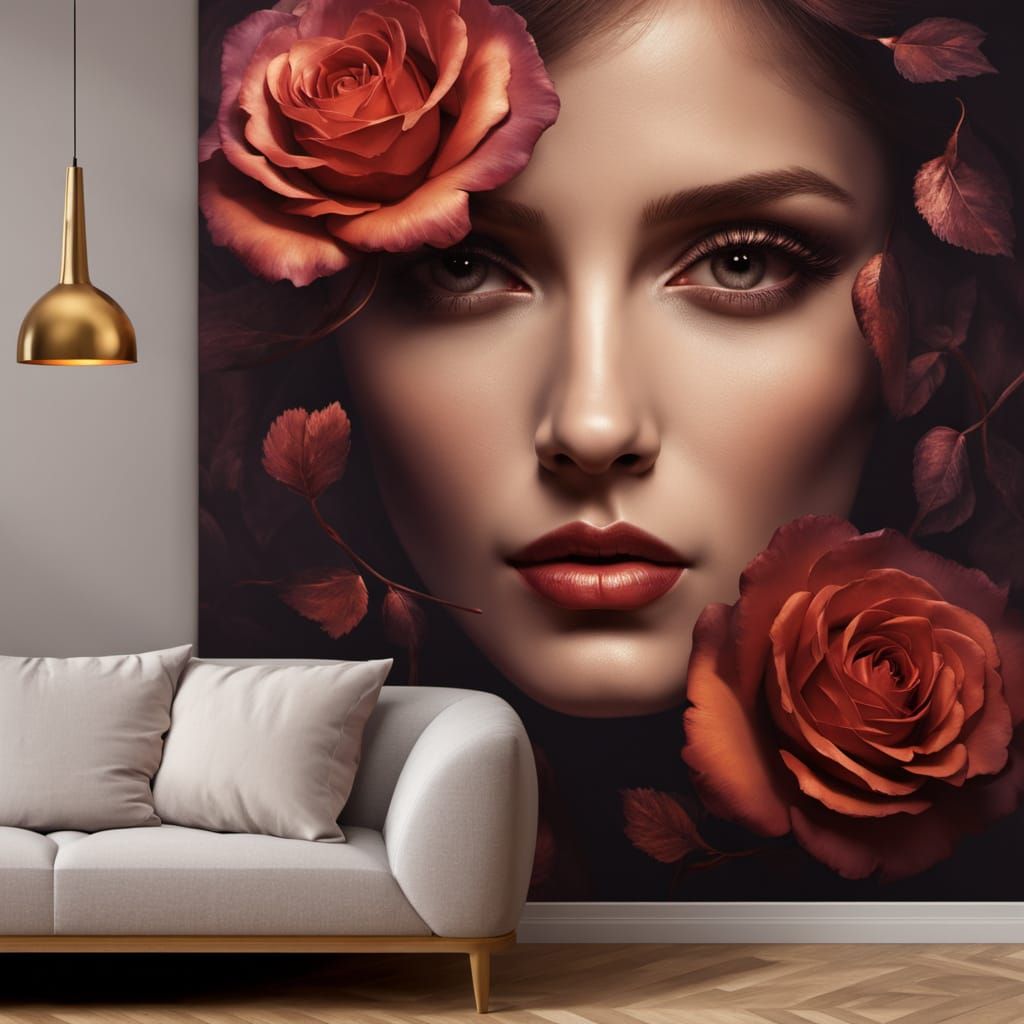 Seductive Silhouette in Warm Red and Violet Light