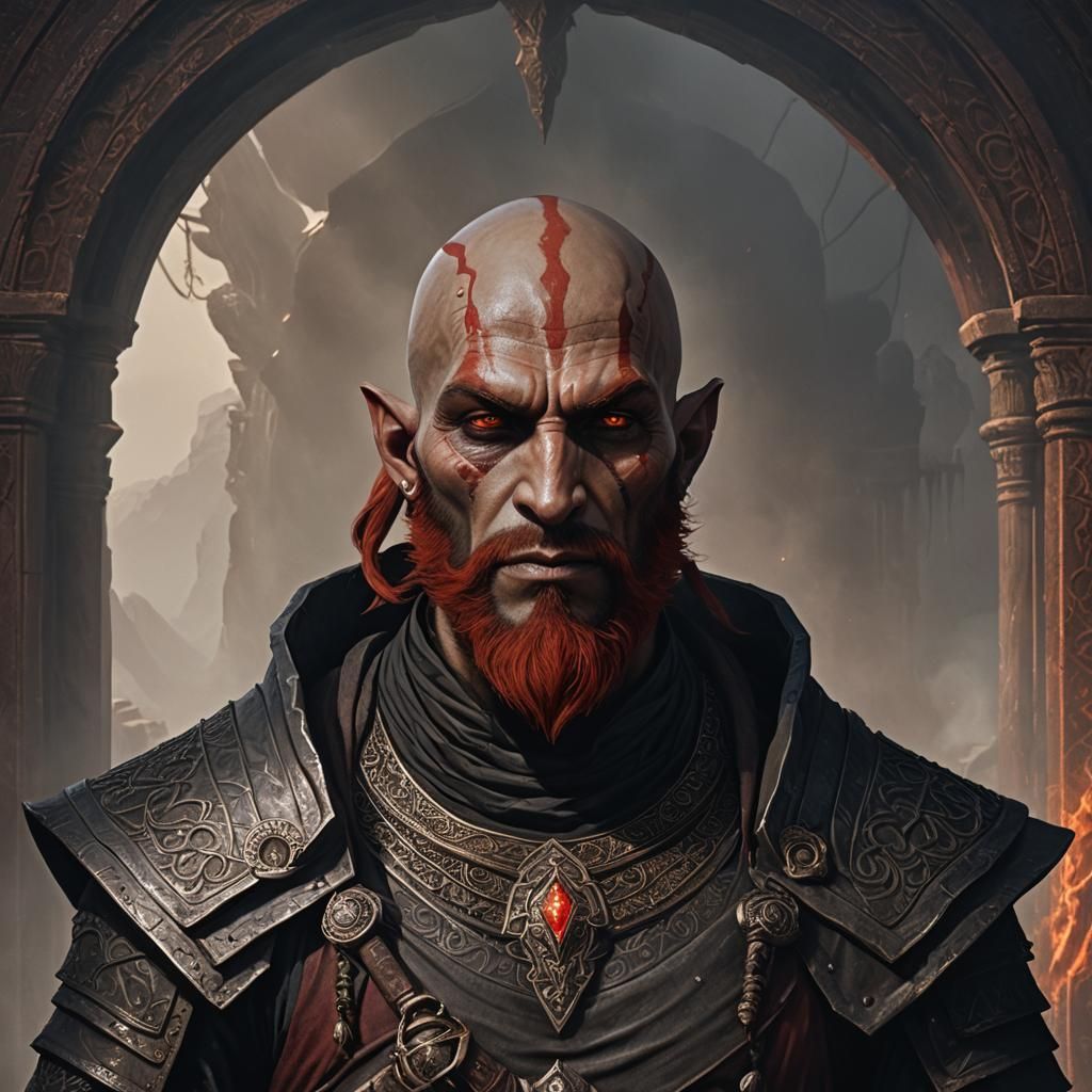 Red-Bearded Dark Elf Alchemist Portrait