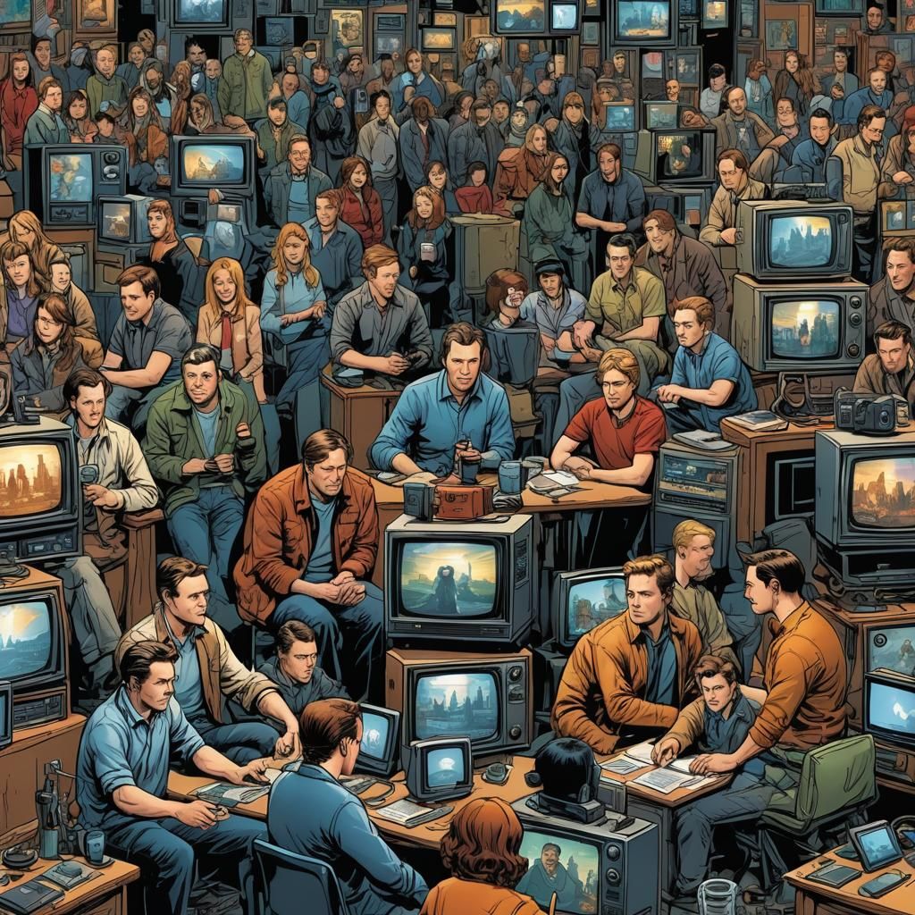 TV set watching people