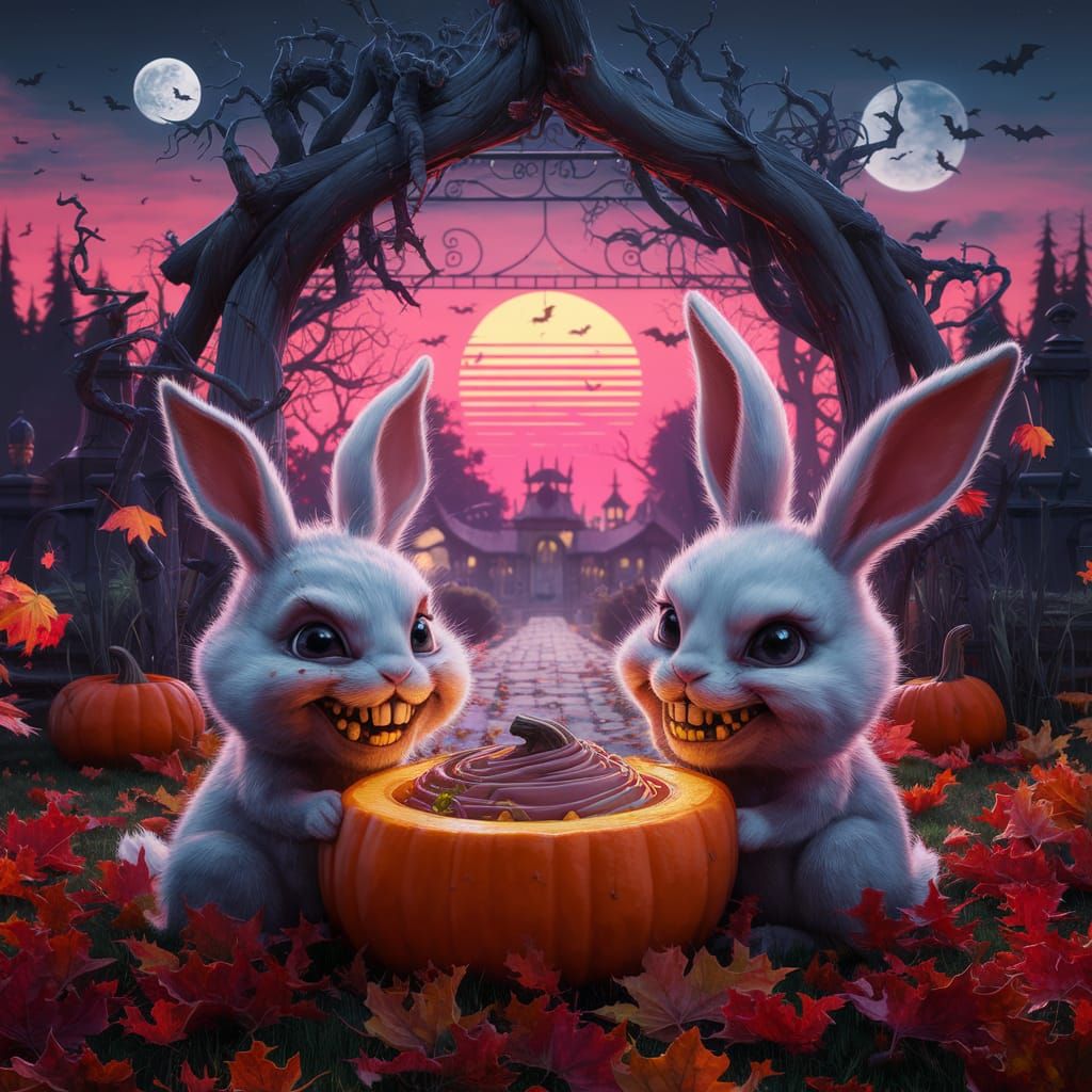 Fantastical Garden with Giant Bunnies: Matte Painting