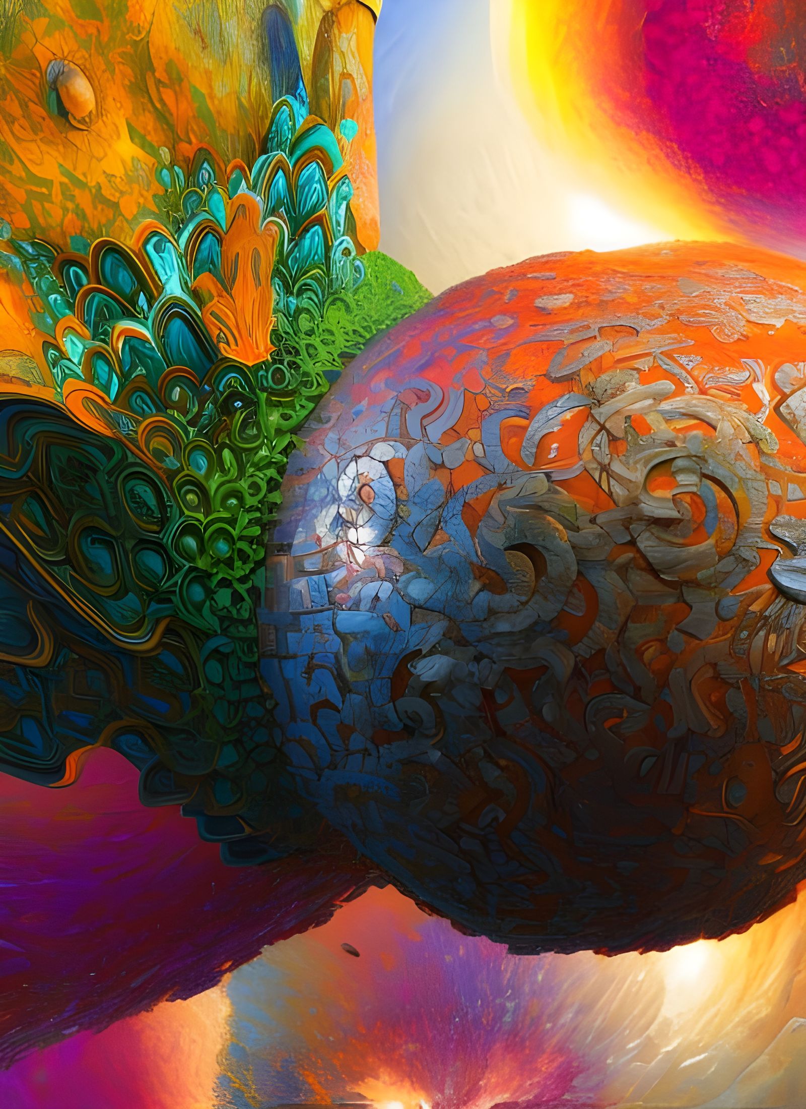 Intricate Geometric Abstract in Hyperreal Painting