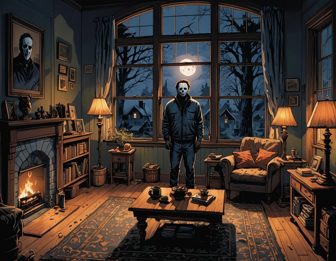 Michael Myers Storybook Illustration in Comic Style