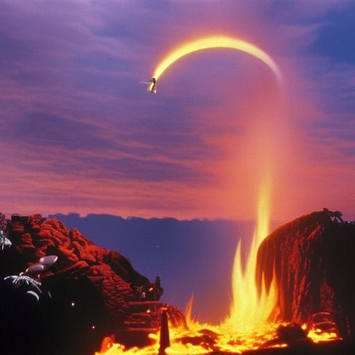 Frank Zappa Surrounded by Flying Guitars