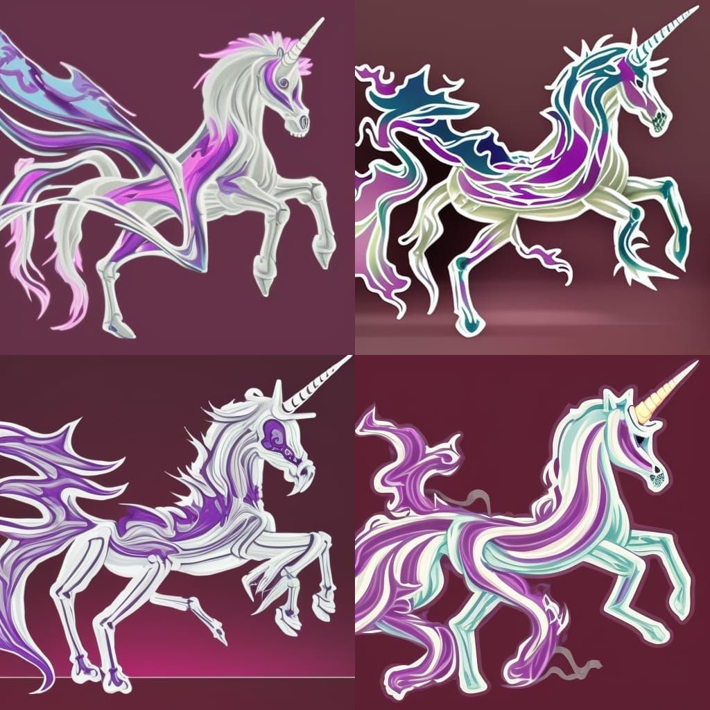 Fiery Unicorn Skeleton Logo: Hyperrealistic Digital Art