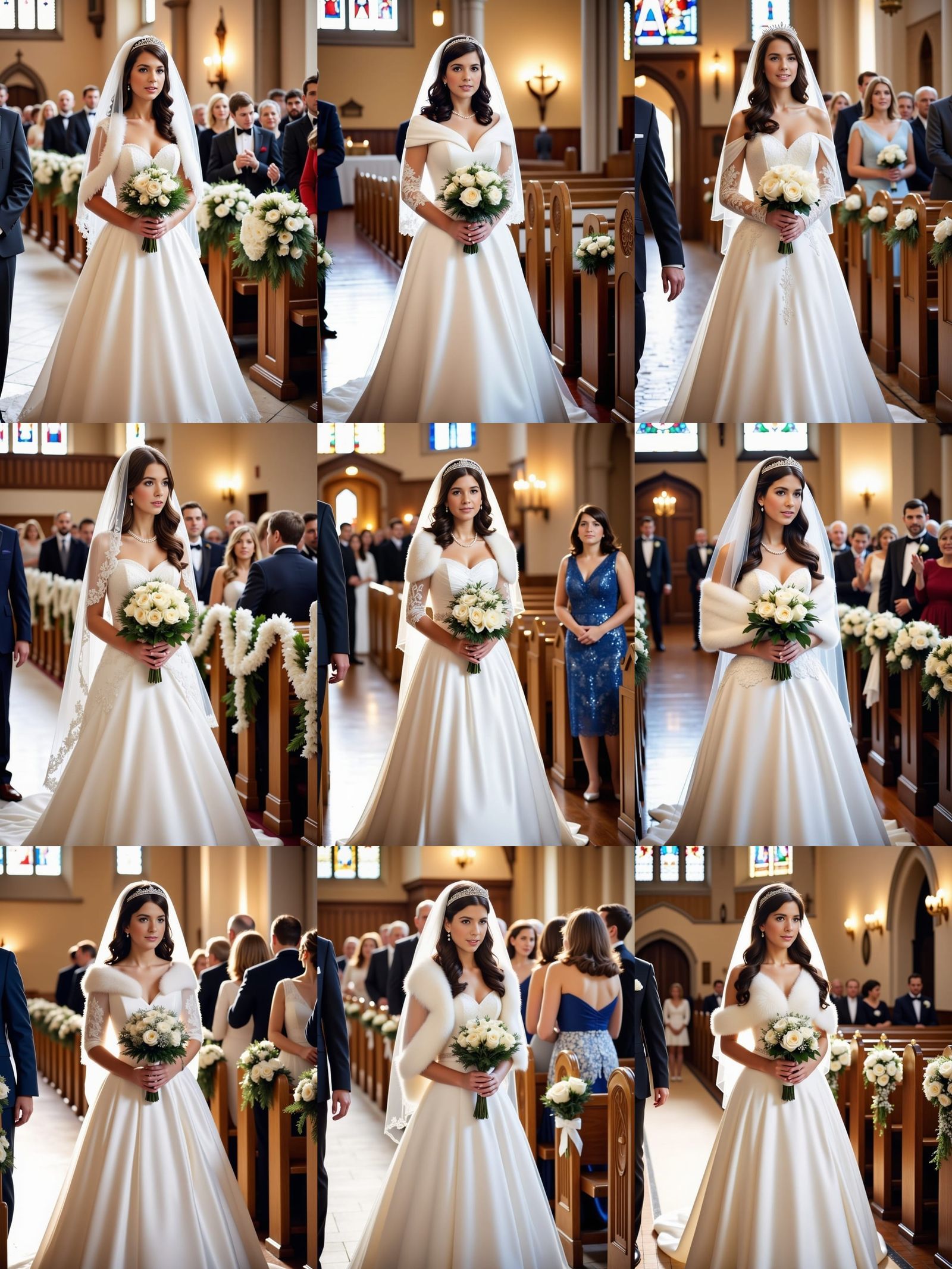 Elegant AI Bride in White Satin and Pearls