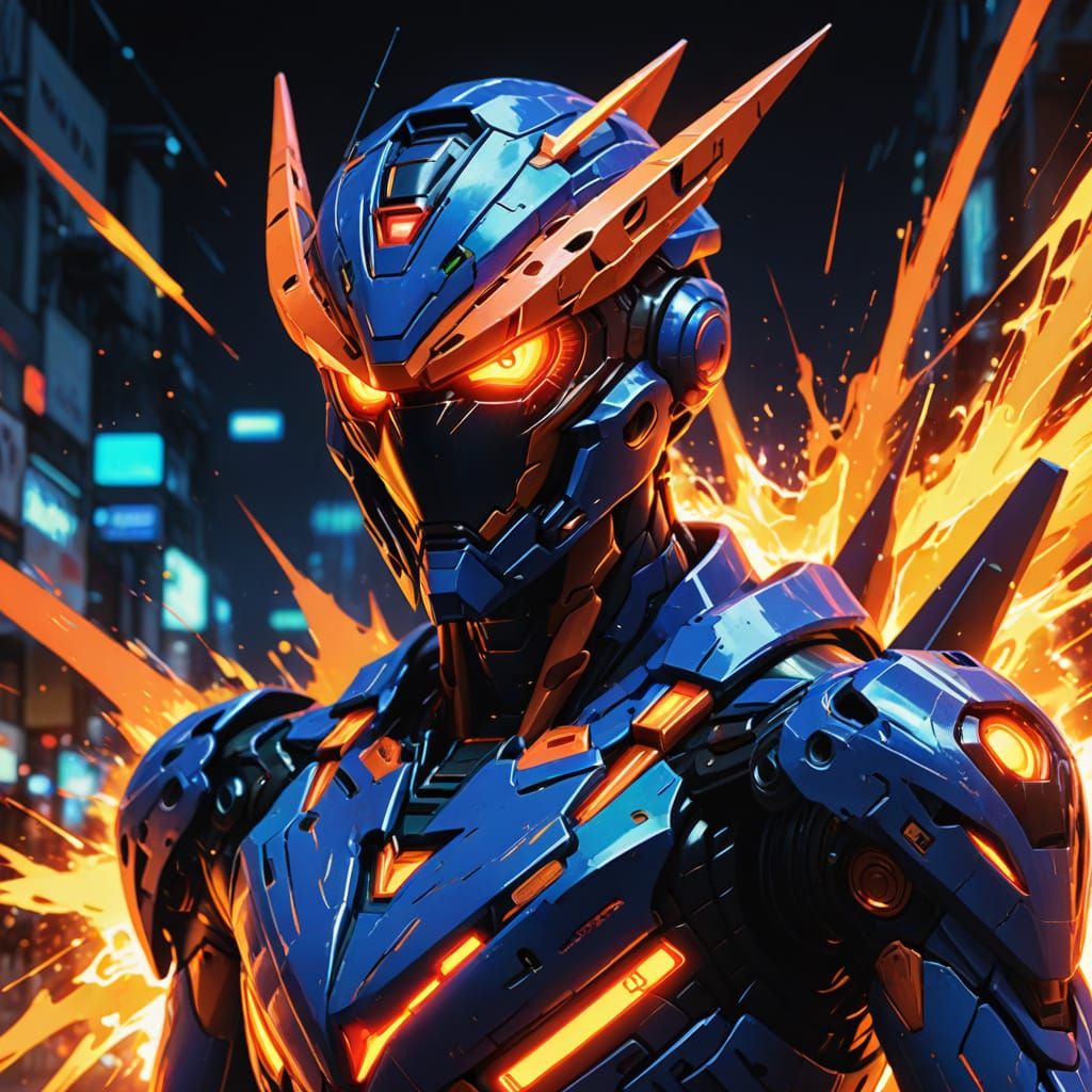 Evangelion Unit-01 Transformation in Neon Digital Art