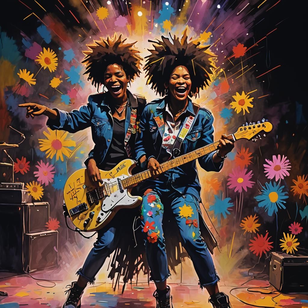 Israeli Singer on Stage in Basquiat Style