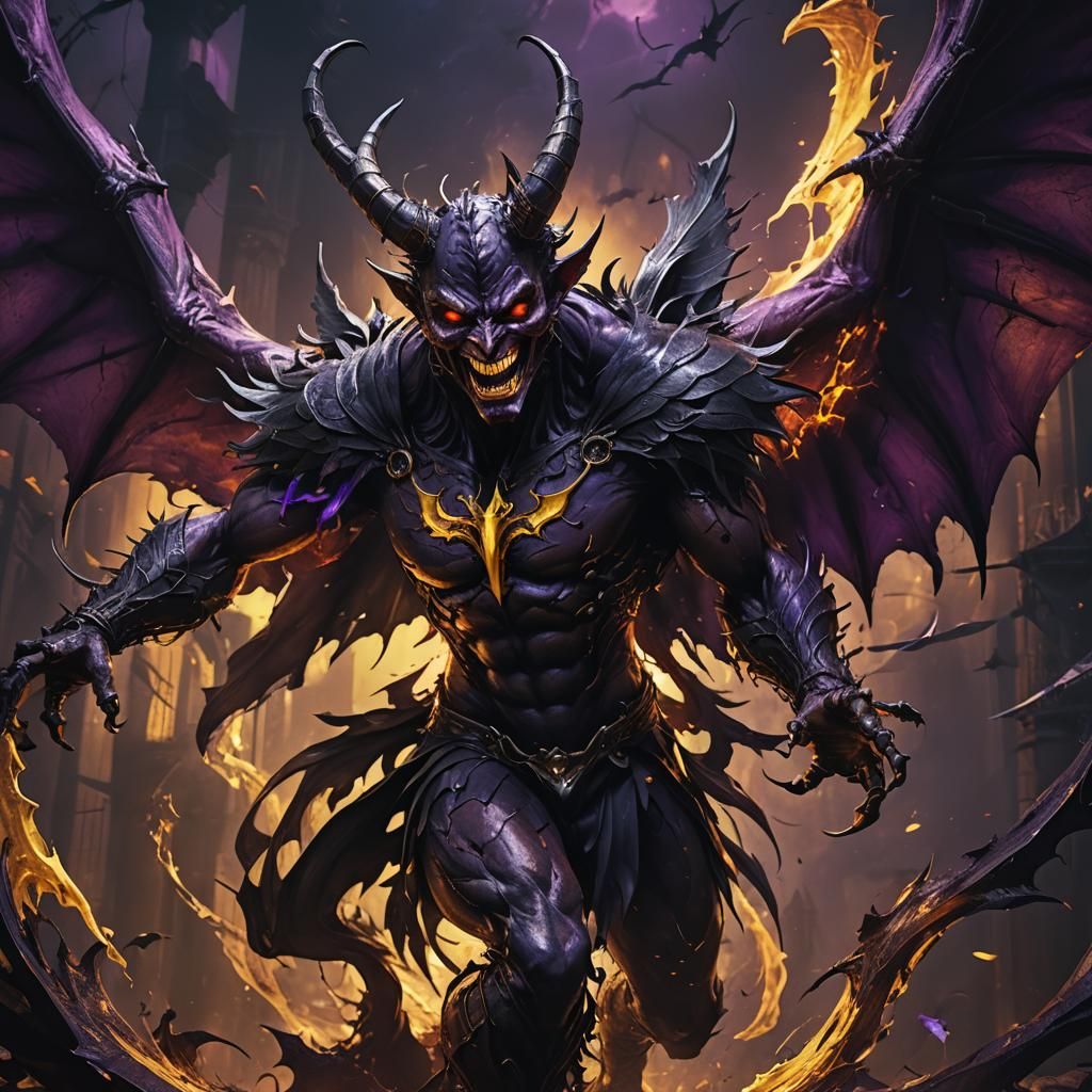 Dark Fantasy Devil with Black Wings Concept Art