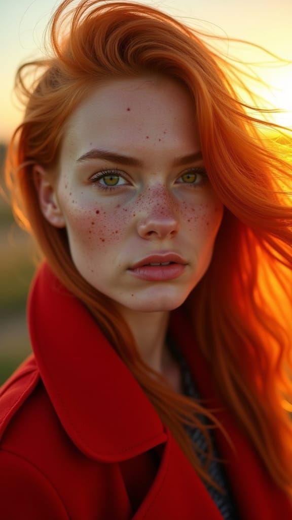 Hyper Realistic Portrait of a Fiery Red Haired Woman