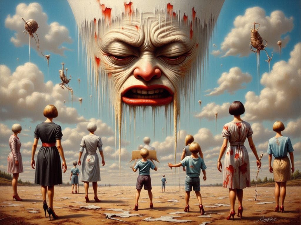 Surreal Sky Face Yelling: A Surrealist Dreamscape