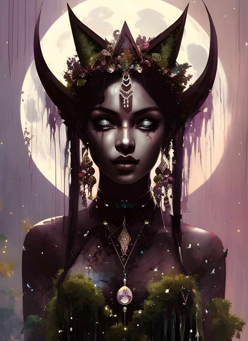 Dark Elf Queen Portrait in Textured Speedpaint Style