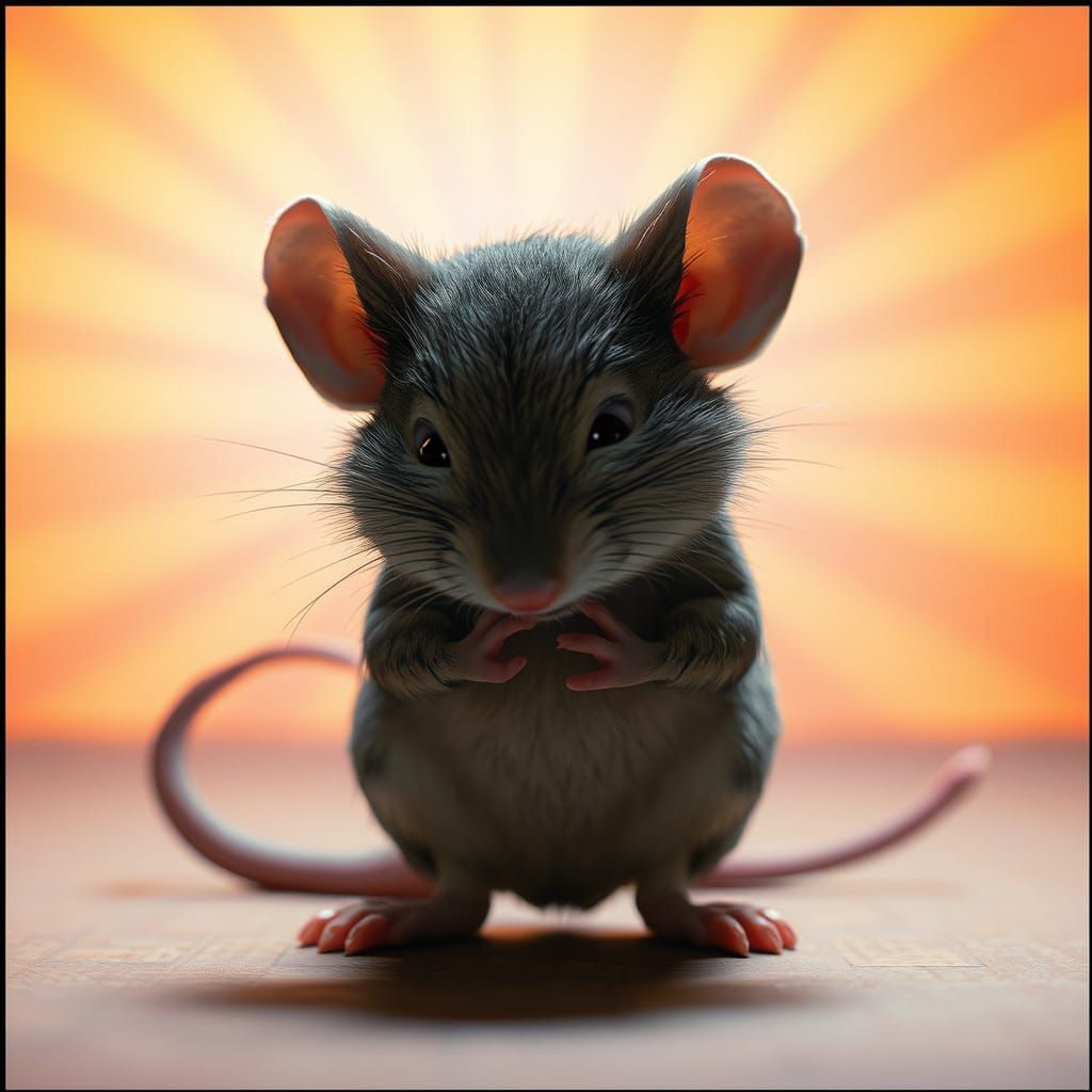 Shy Mouse Wrings Hands in 3D Digital Art