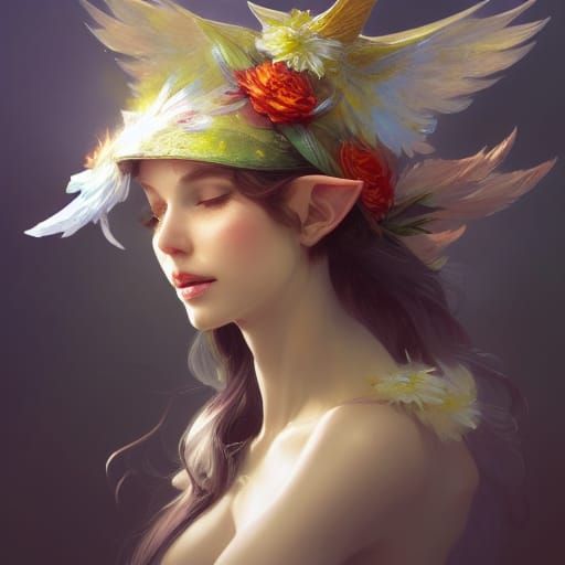 Fantasy Elf Portrait in Hyperdetailed Digital Art