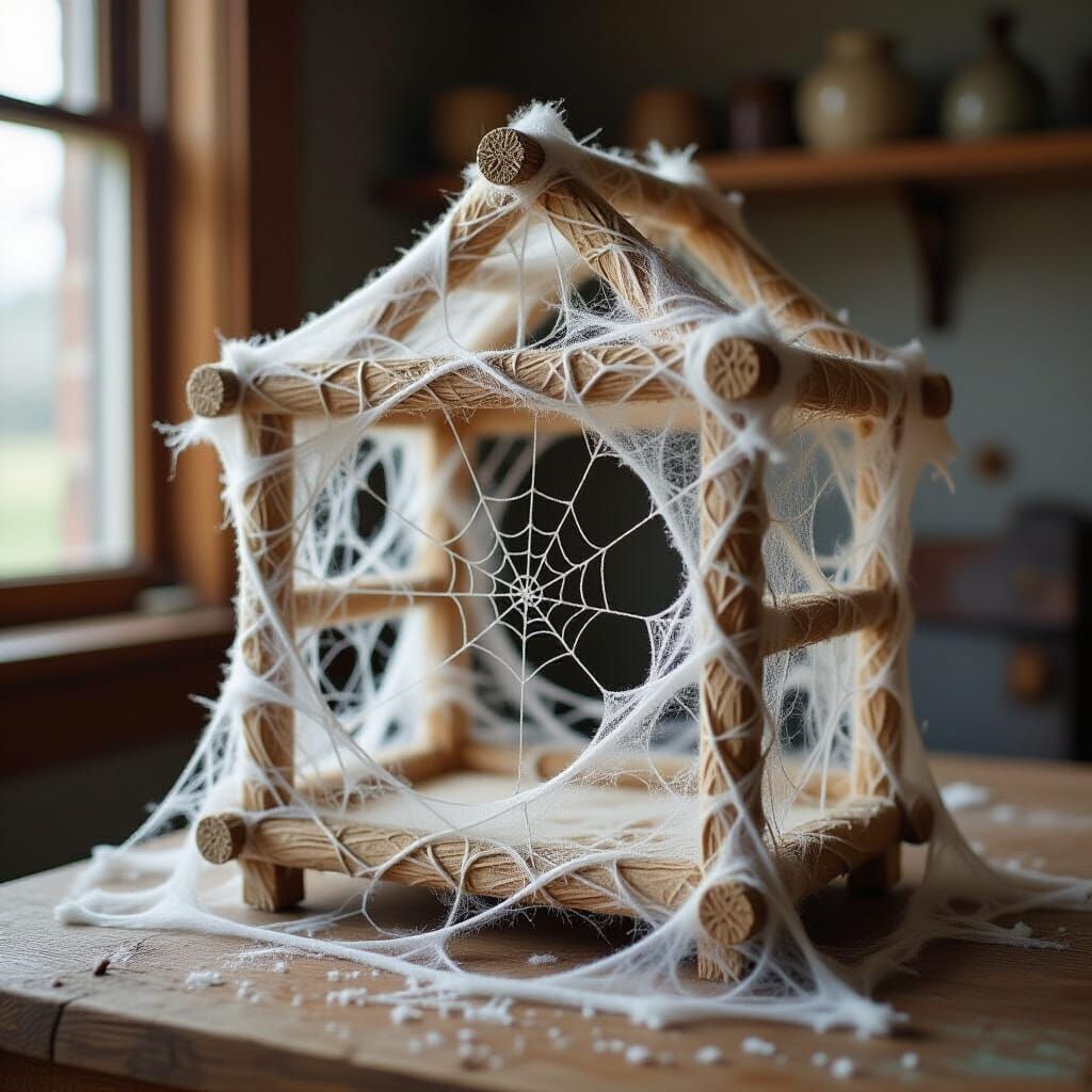 Intricate Cobweb Miniature House