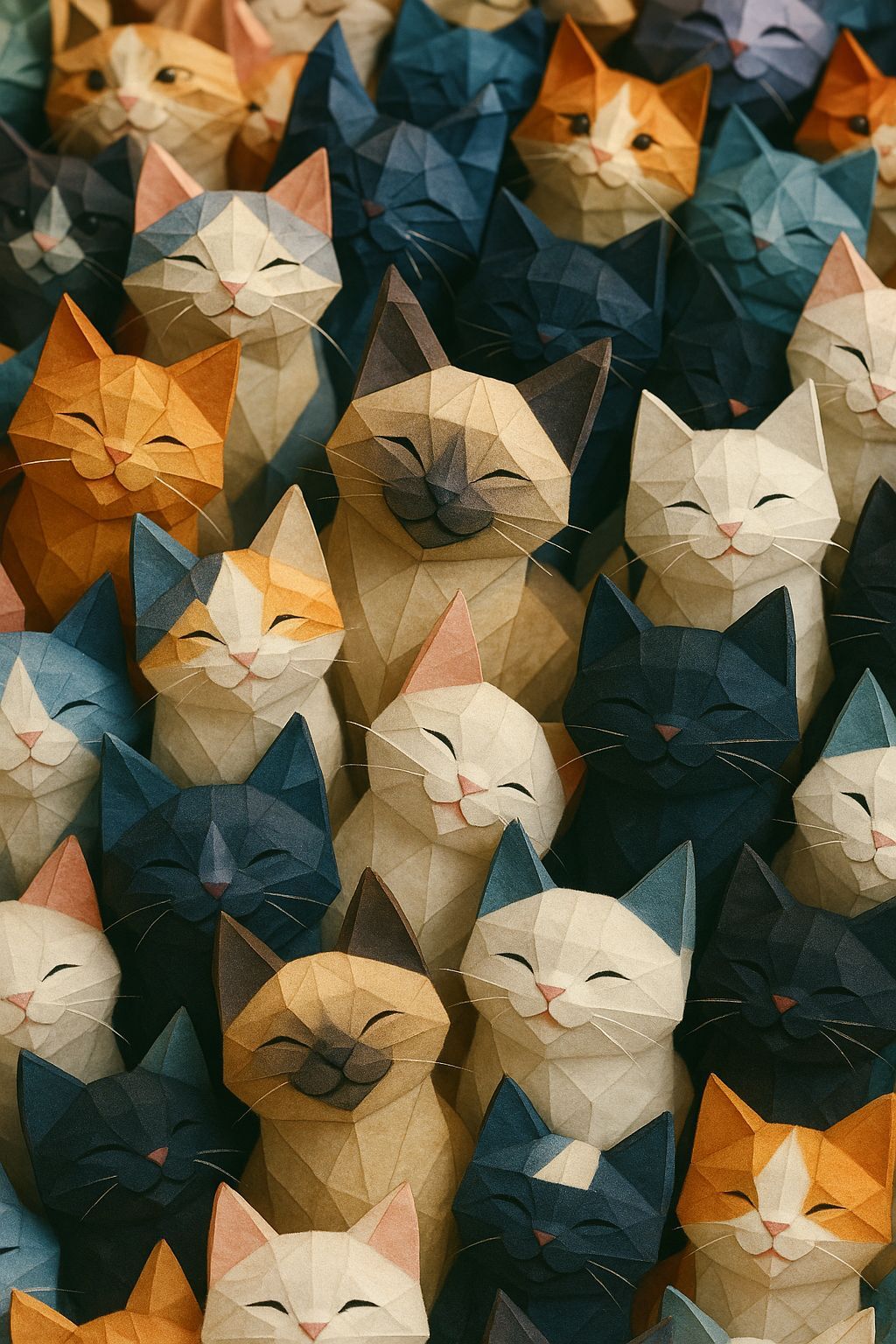 Origami Kittens Pack a Frame in Hyperrealistic Splash Art