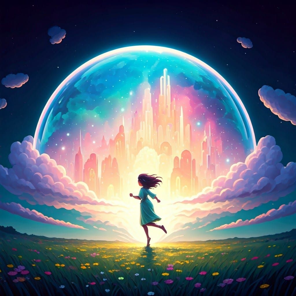 Mystical Being Enters Dream Sphere: Ethereal Illustration