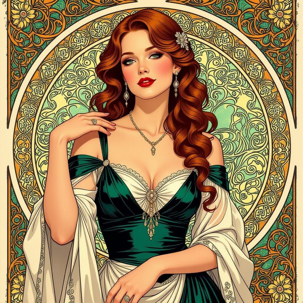 Elegant Portrait in Art Nouveau Style