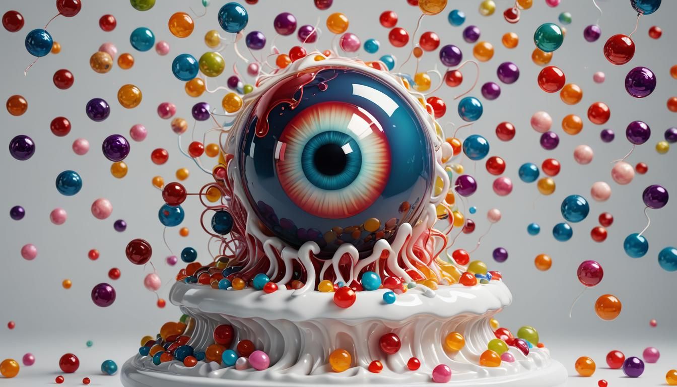 Candy Art Jelly Eyeball Sculpture on Pedestal