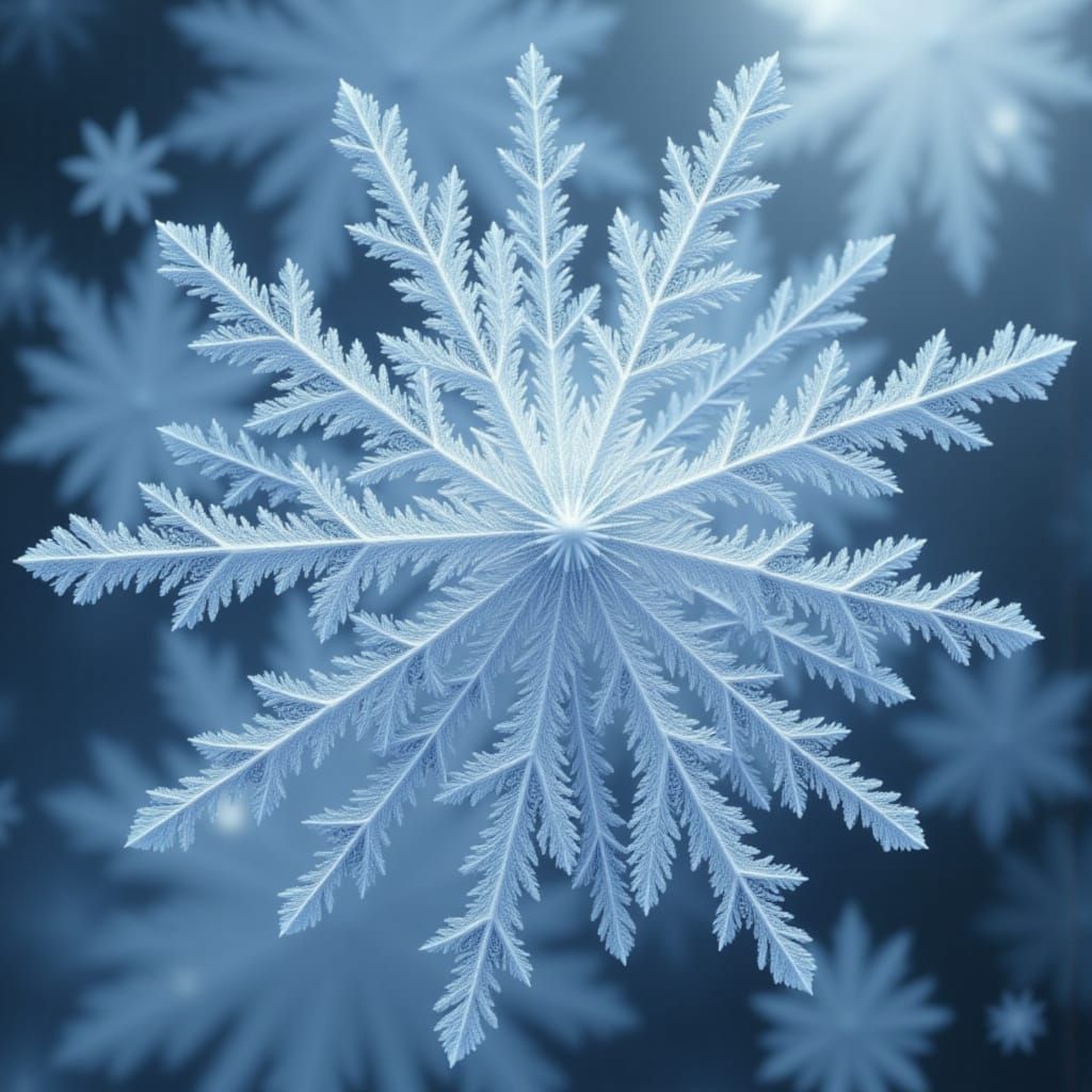Macro View of Intricate Hexagonal Snowflake in Hyperrealisti...