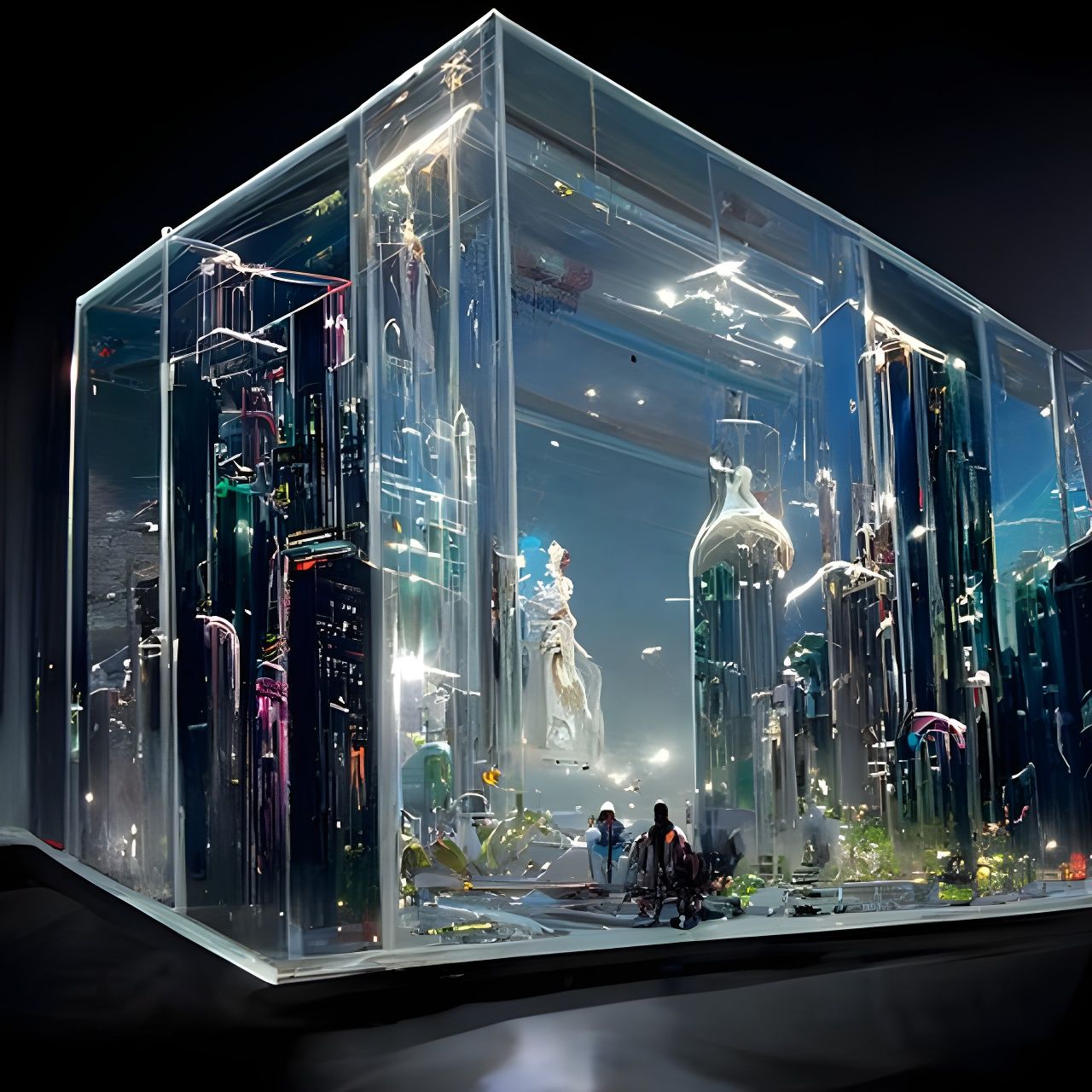 Ethereal Metropolis Encased in Glass Boxes