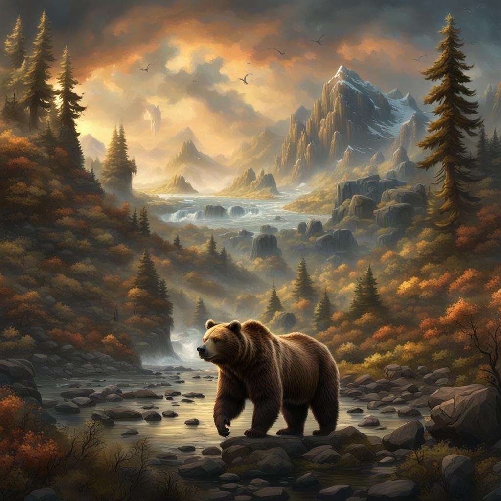 Kodiak Bear as Warm Fantasy Art
