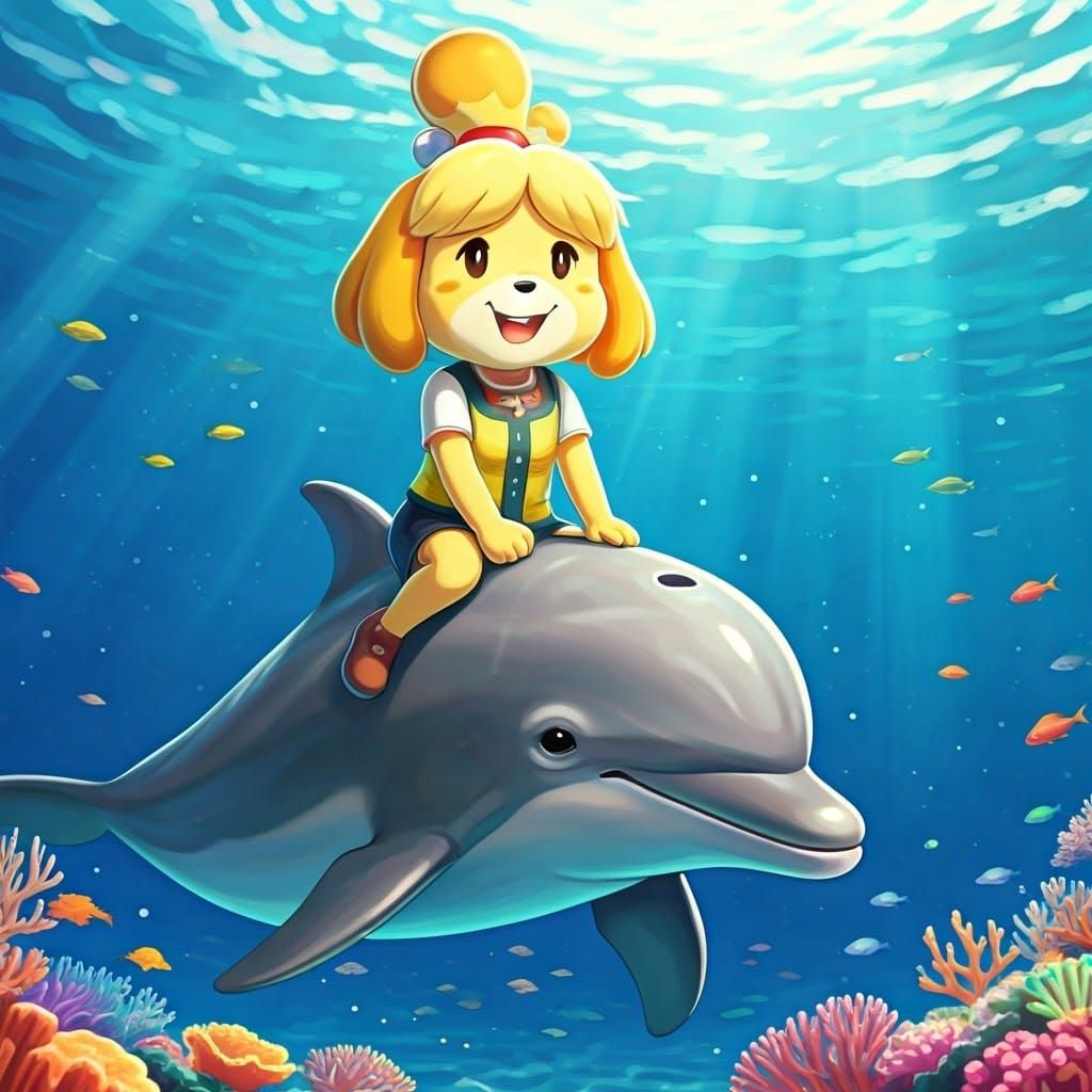 Isabelle Rides a Majestic Dolphin Through the Tropical Ocean