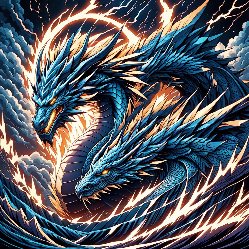 Lightning Dragon Comic Book Art in Anime Style