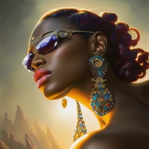 African Queen Portrait in Art Nouveau Style